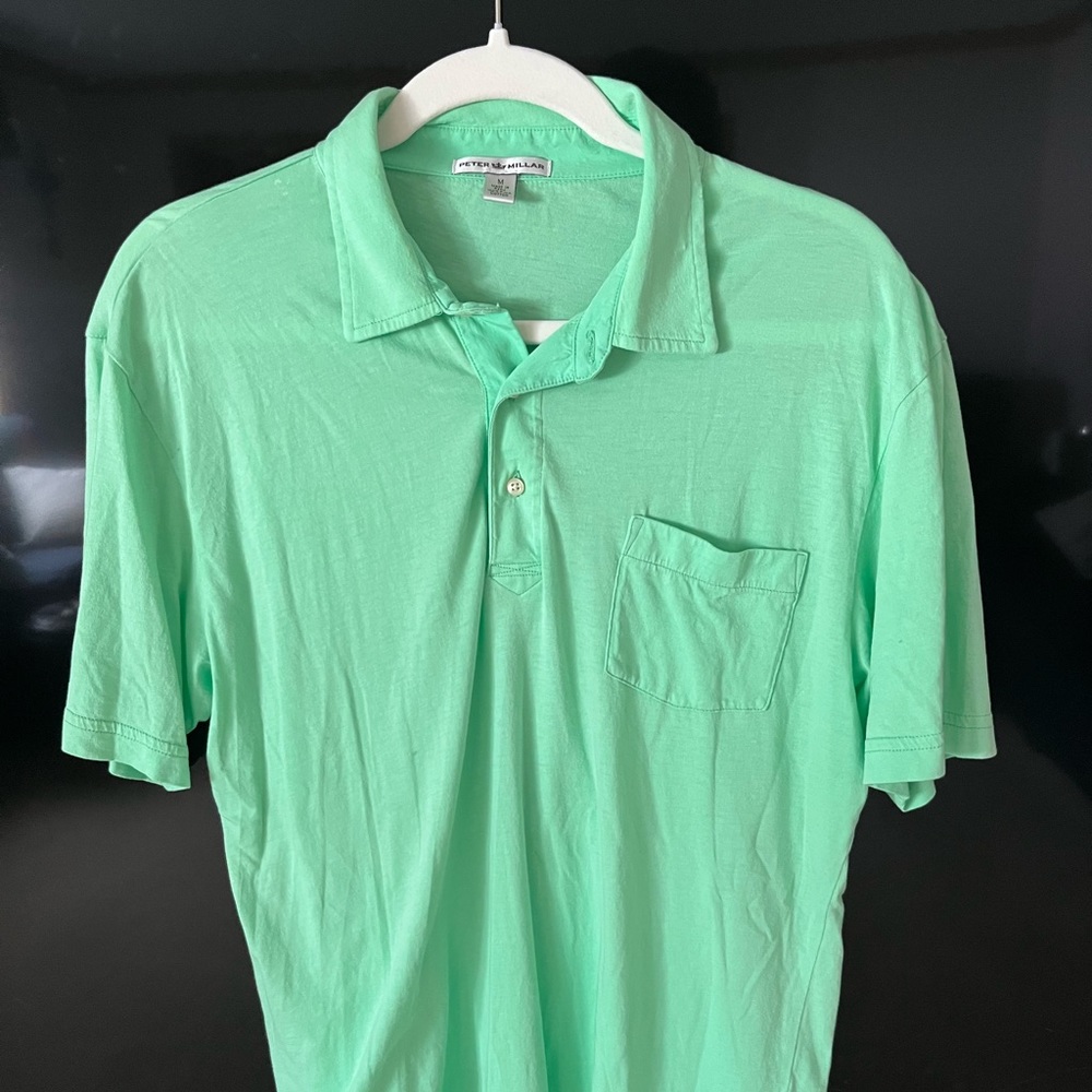 Peter Millar Mint Green Golf Polo — Mens Medium
